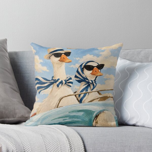 Item preview, Geese Driving Vintage Convertible Road Trip Oil Painting    designed and sold by Luminatelier.
