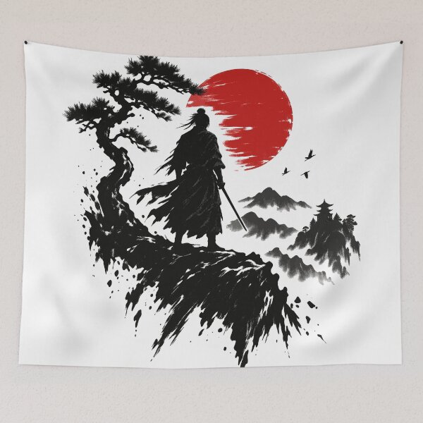 Item preview, Samurai Under the Red Sun Sumi-e Ink Art designed and sold by codex401.