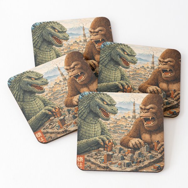 Item preview,  Godzilla Vs Kong Board Game Poster  Japanese Woodblock Kaiju Art designed and sold by BrownPfeffer.