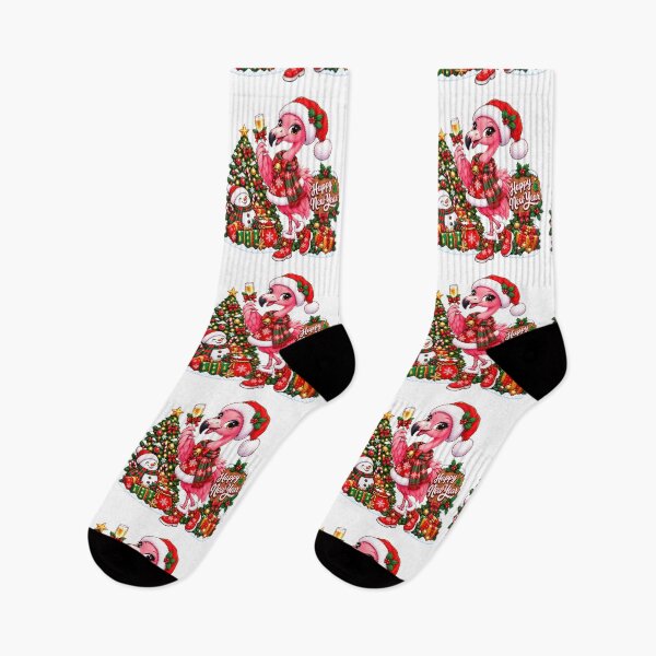 Item preview, Cute Flamingo Toasting to the New Year designed and sold by QuiteOrbit.