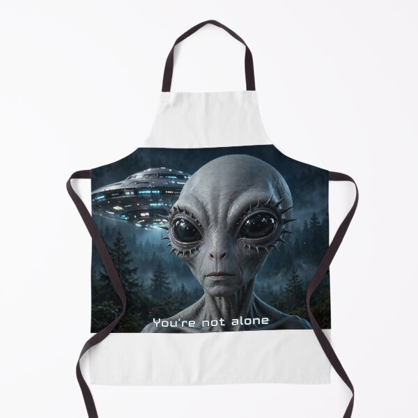 Item preview, You're Not Alone — Grey Alien with Big Eyes and a Spaceship, UFO Night Forest designed and sold by Stevercortinas.