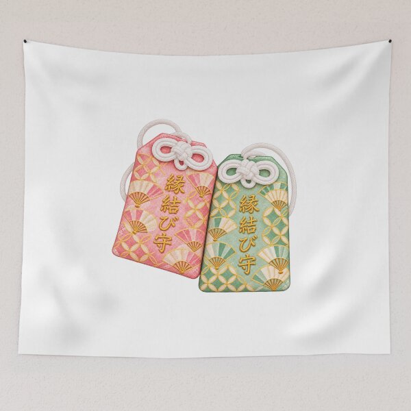 Item preview, Enmusubi Japanese Good Connection Amulet - Pink & Green Love & Success Charm designed and sold by japan-picto.