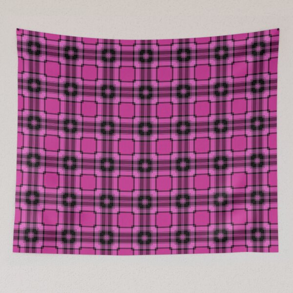 Item preview, Hot Pink and Black Geometric Tartan Plaid Square Pattern designed and sold by The-Repository.