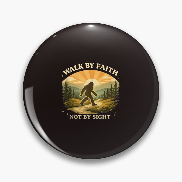 Item preview, Walk By Faith Not By Sight Christian Bigfoot Sasquatch Retro Sunset Graphic    designed and sold by mari-kayden.