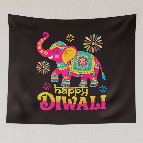 Item preview, Happy Diwali Cute Indian Elephant Festival of Lights Kids Graphic designed and sold by mari-kayden.
