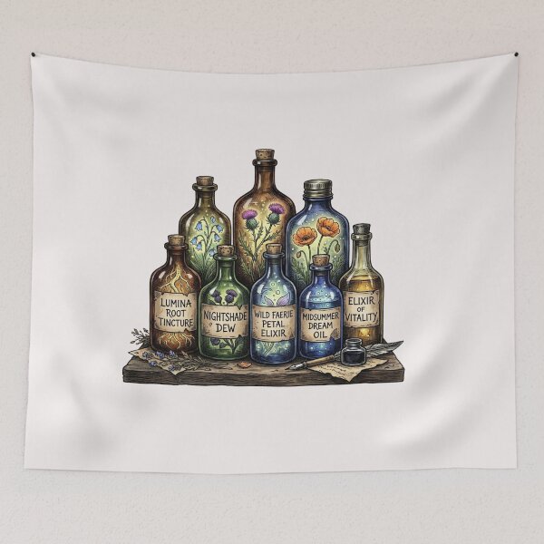 Item preview, Vintage Magic Potion Bottles Botanical Apothecary Illustration designed and sold by bvdesignart.