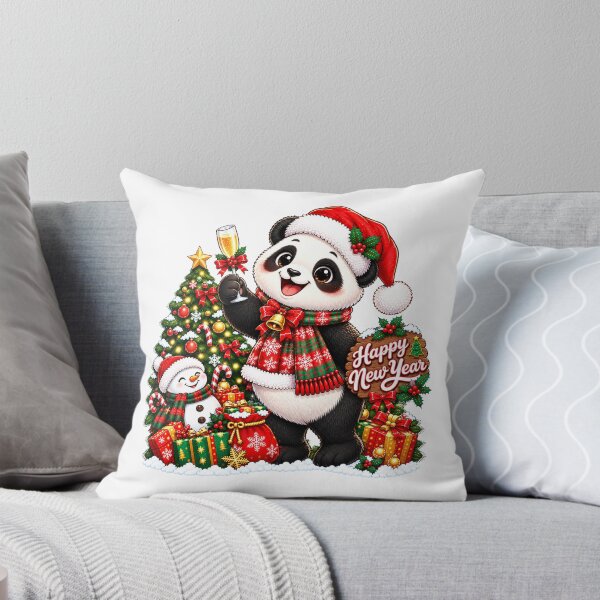 Item preview, Chibi panda bear Christmas Party with Snowman and Gifts designed and sold by QuiteOrbit.