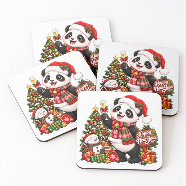Item preview, Chibi panda bear Christmas Party with Snowman and Gifts designed and sold by QuiteOrbit.
