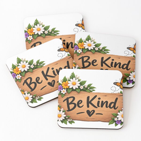 Item preview, Be Kind Floral Sticker – Rustic Wooden Sign with Colorful Flowers designed and sold by The Happiness Market .