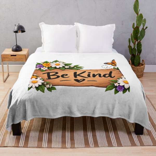 Item preview, Be Kind Floral Sticker – Rustic Wooden Sign with Colorful Flowers designed and sold by The Happiness Market .