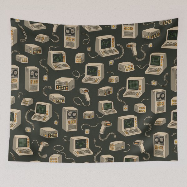 Item preview, Cassette Futurism Pattern | Retro 80s Sci Fi Computer Terminals, Tape Drives and CRT Screens designed and sold by NominalSystems.