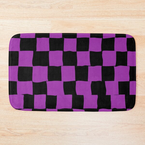 Item preview, Purple Hand-Drawn Checkerboard on Black — Abstract Grid Pattern designed and sold by dfly-creations.