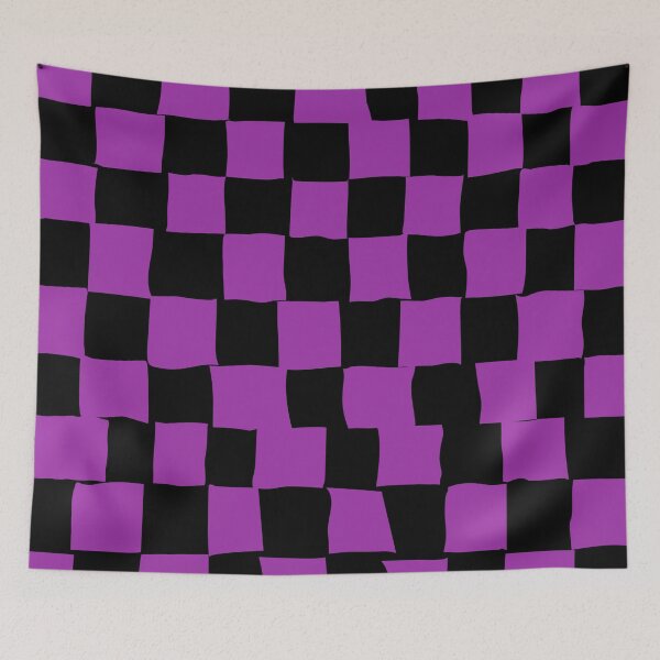 Item preview,  Purple Hand-Drawn Checkerboard on Black — Abstract Grid Pattern designed and sold by dfly-creations.