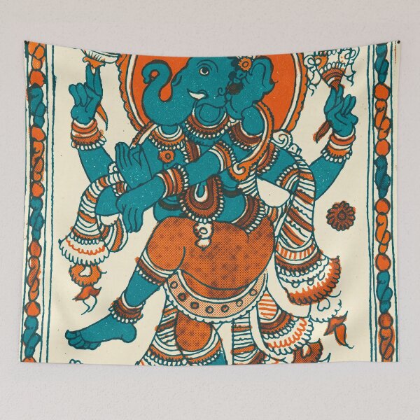 Item preview, Dancing Ganesha with Mouse Vintage Indian Print designed and sold by Fani*.