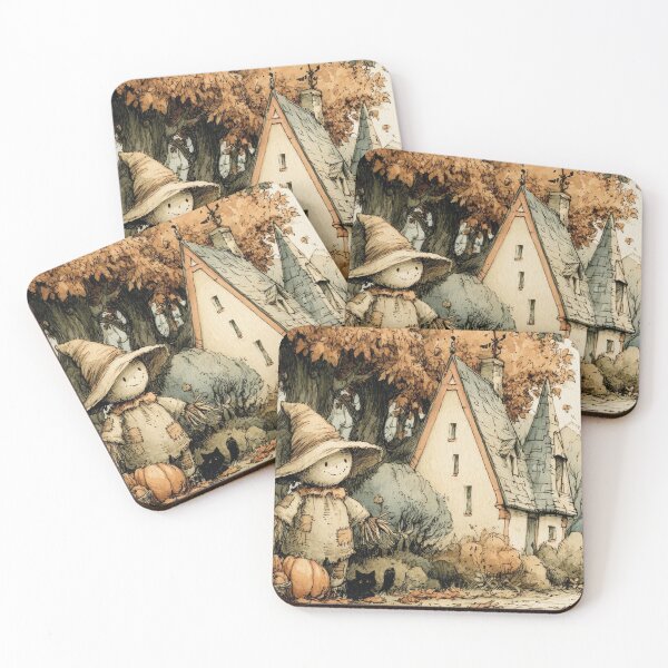 Item preview, A cozy scarecrow in autumn in front of an enchanted house designed and sold by Mauswohn.