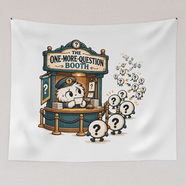 Item preview, One More Question Booth | Overthinking Humor designed and sold by pradeepvisuals.