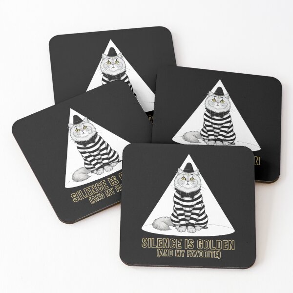 Item preview, Silence is Golden And My Favorite - Funny Cat Mime Prison Stripes Gift designed and sold by Luminari Creations.