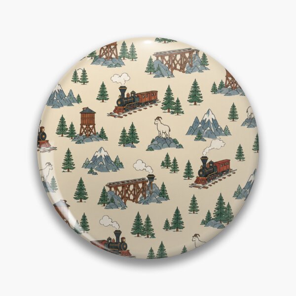Item preview, Narrow Gauge Pattern | Vintage Mountain Steam Trains, Timber Trestles and Water Towers designed and sold by NominalSystems.