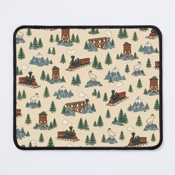 Item preview, Narrow Gauge Pattern | Vintage Mountain Steam Trains, Timber Trestles and Water Towers designed and sold by NominalSystems.