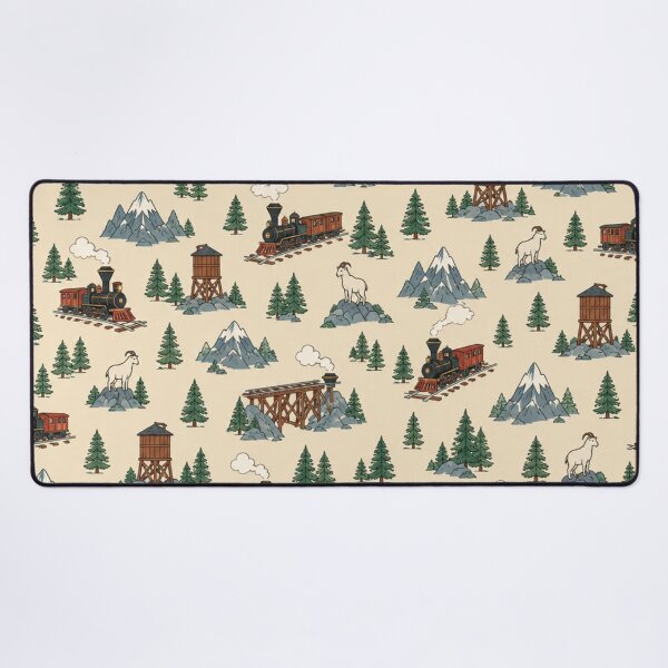 Item preview, Narrow Gauge Pattern | Vintage Mountain Steam Trains, Timber Trestles and Water Towers designed and sold by NominalSystems.