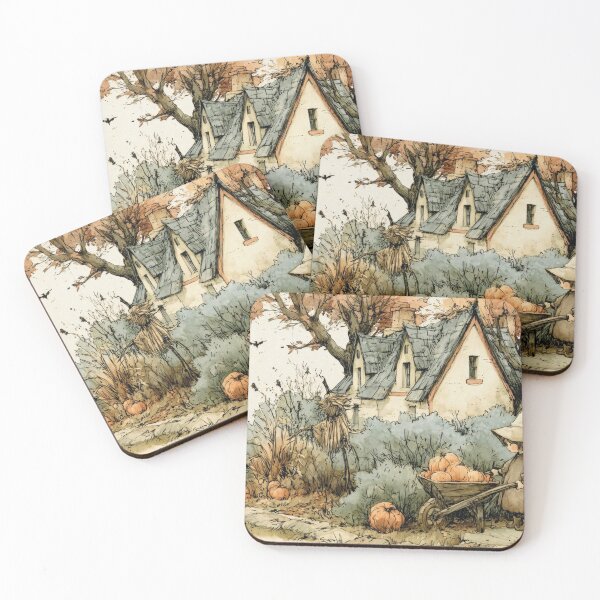Item preview, Autumn magic in the witch's house with pumpkins and scarecrow designed and sold by Mauswohn.