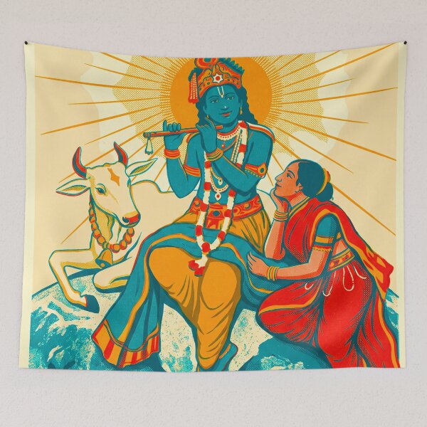 Item preview, Krishna and Radha with Cow and Flute designed and sold by Fani*.