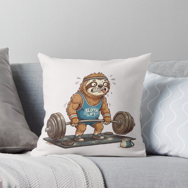 Item preview, Funny Sloth Weightlifting Barbell Gym Workout Cartoon designed and sold by bvdesignart.