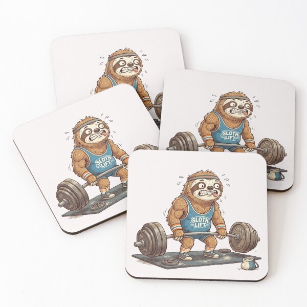 Item preview, Funny Sloth Weightlifting Barbell Gym Workout Cartoon designed and sold by bvdesignart.