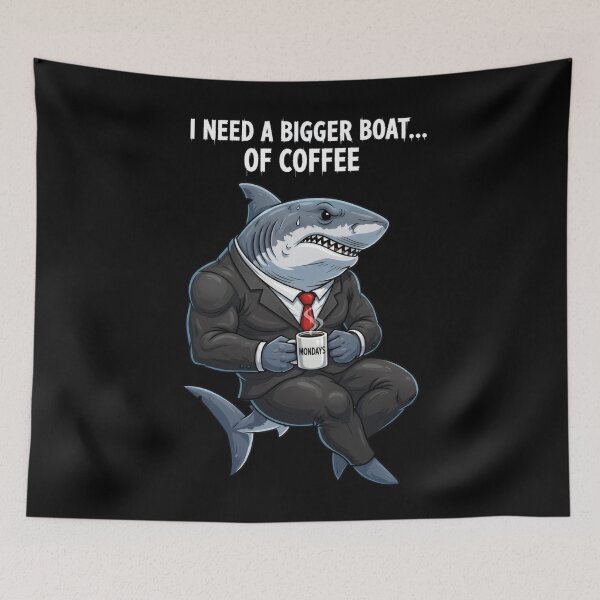 Item preview, I Need a Bigger Boat of Coffee - Funny Jaws Monday Shark Gift designed and sold by Luminari Creations.