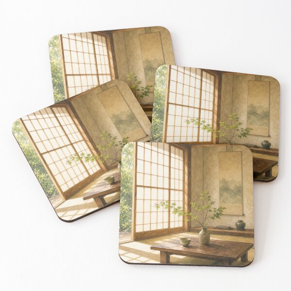 Item preview, Traditional Sunlit Japanese Tatami Room and Shoji Watercolor Art designed and sold by vekotpu.