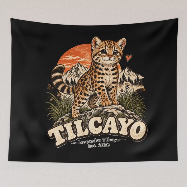 Item preview, Spotted Wild Kitten Against Orange Mountain Sunset designed and sold by DienesAngele.