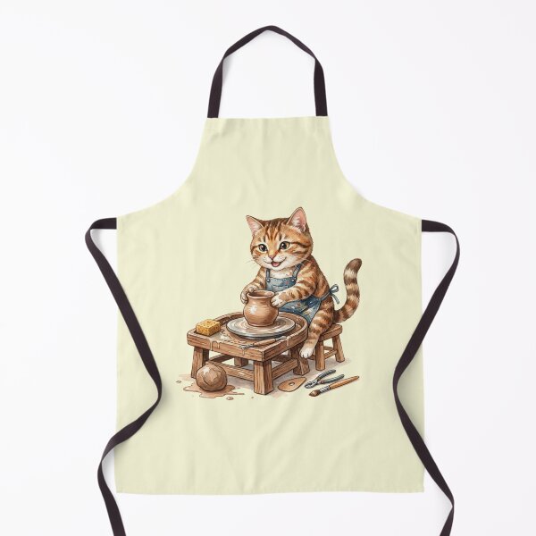 Item preview, Cute Tabby Cat Making Pottery Wheel Artwork designed and sold by bvdesignart.