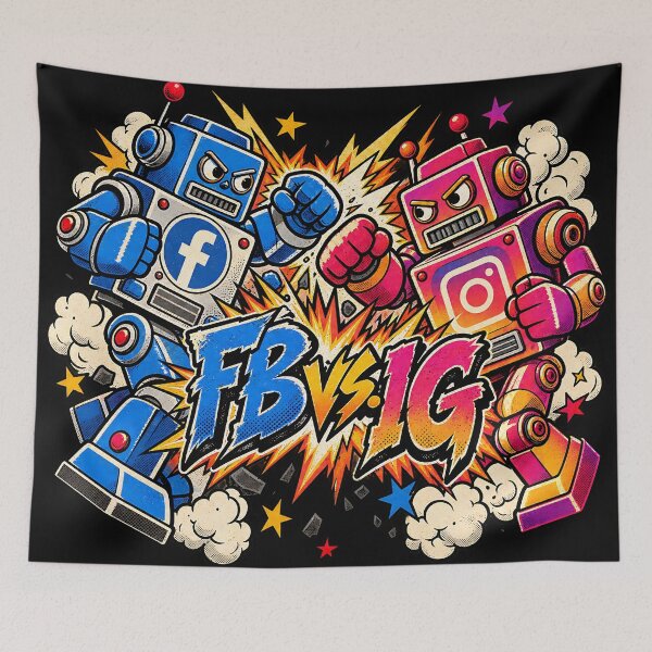 Item preview, Facebook vs Instagram Retro Robots Battle designed and sold by SpectacledBoi.