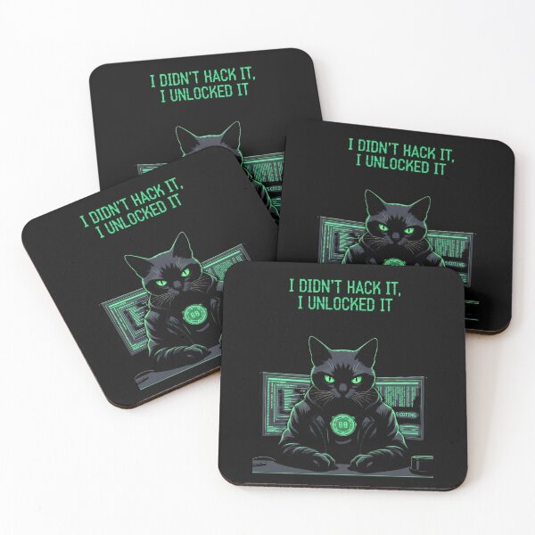 Item preview, I Didn't Hack It Design – Cyberpunk Hacker Cat Art designed and sold by Luminari Creations.