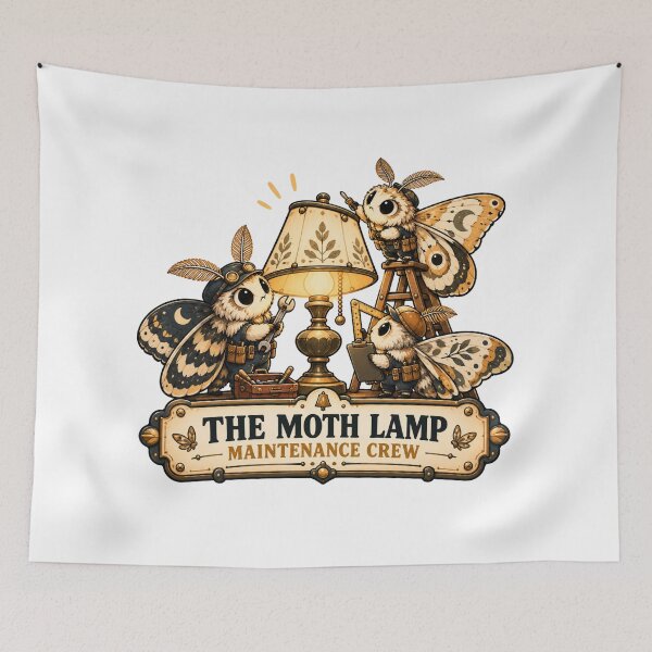 Item preview, Moth Lamp Maintenance Crew | Funny Insect Art designed and sold by pradeepvisuals.