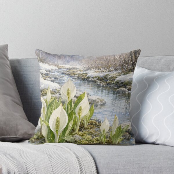 Item preview, Japanese Skunk Cabbage Flowers by Mountain Stream Watercolor Art designed and sold by vekotpu.