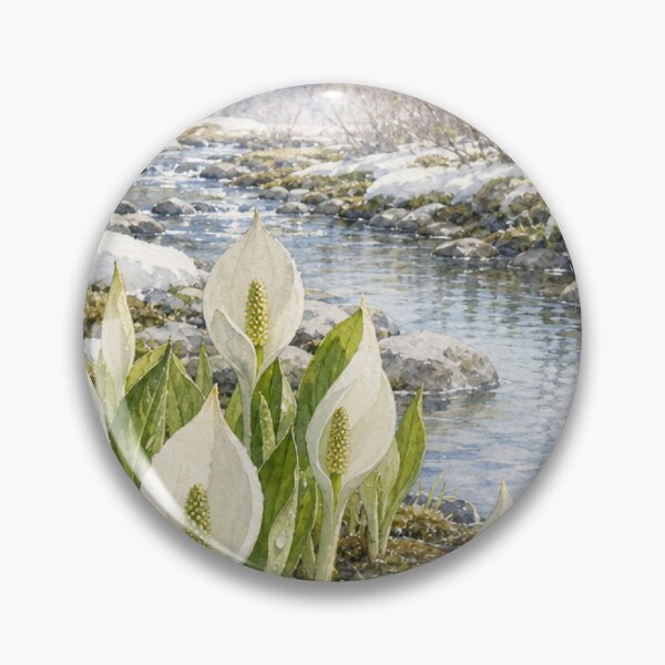 Item preview, Japanese Skunk Cabbage Flowers by Mountain Stream Watercolor Art designed and sold by vekotpu.
