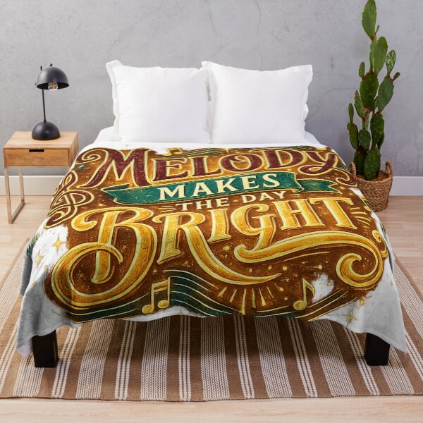 Item preview, Melody Makes the Day Bright Inspirational Music Quote Vintage Typography Art designed and sold by inkoutninja.