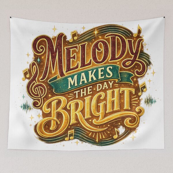 Item preview, Melody Makes the Day Bright Inspirational Music Quote Vintage Typography Art designed and sold by inkoutninja.