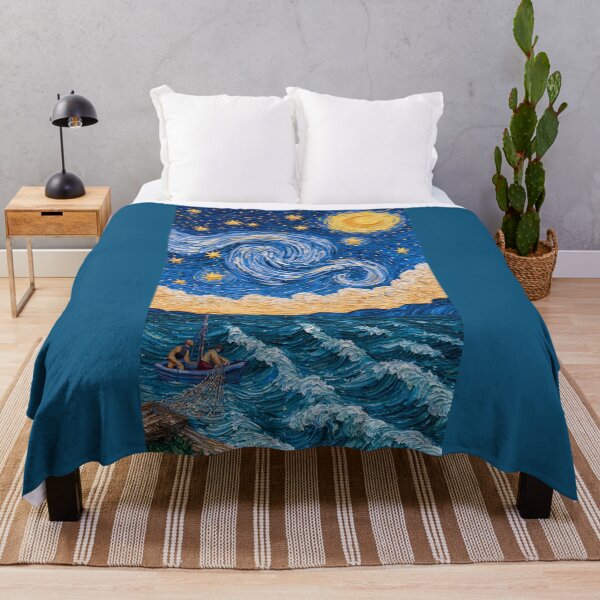 Item preview, Fishermen Beneath a Swirling Golden Moon designed and sold by codex401.
