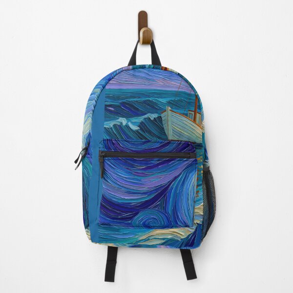 Item preview, Lone Fishing Boat on Swirling Waves designed and sold by codex401.