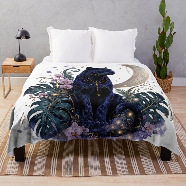Item preview, Mystical Black Panther Crescent Moon Celestial Jungle Fantasy Art designed and sold by inkoutninja.