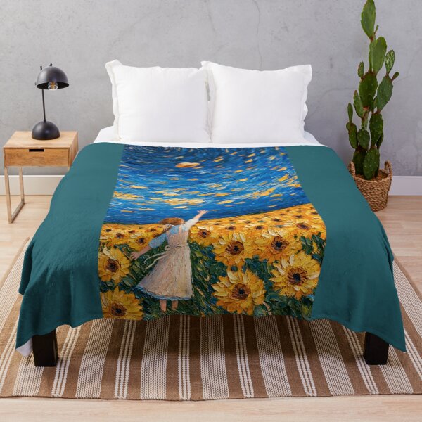 Item preview, Girl and Flying Hat in a Sunflower Field designed and sold by codex401.