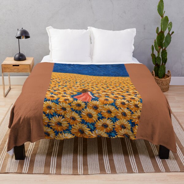Item preview, Girl in Coral Dress in Endless Sunflowers designed and sold by codex401.