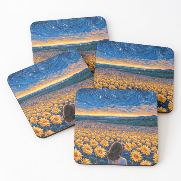 Item preview, Girl at Dusk in a Sunflower Field designed and sold by codex401.