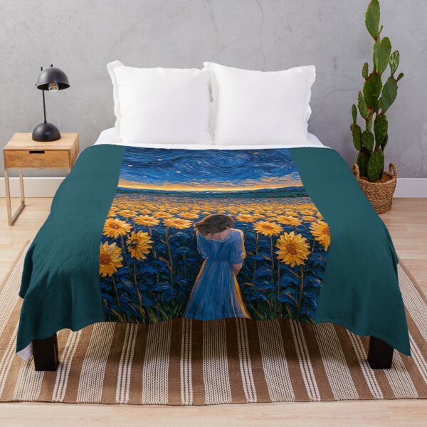 Item preview, Girl at Dusk in a Sunflower Field designed and sold by codex401.