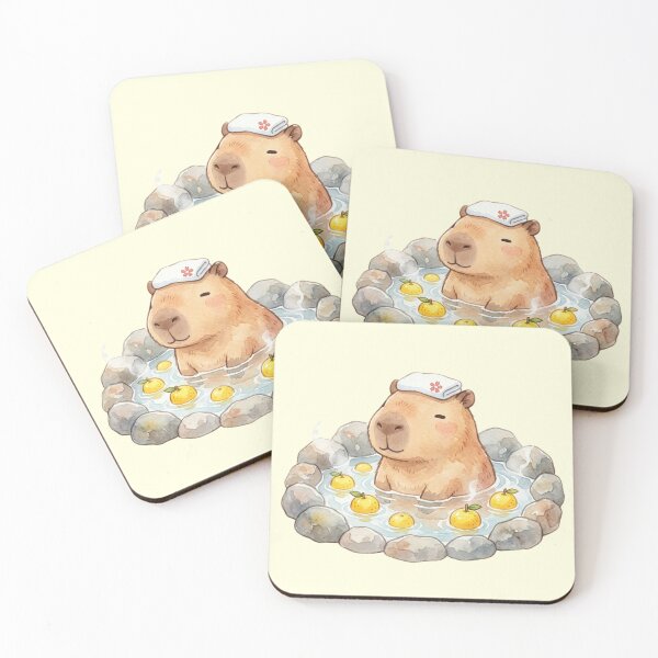 Item preview, Cute Watercolor Capybara Relaxing Onsen Bath designed and sold by bvdesignart.