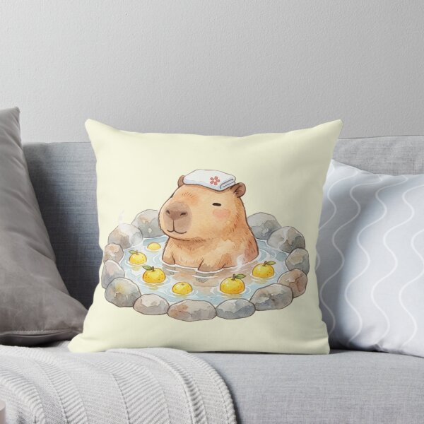 Item preview, Cute Watercolor Capybara Relaxing Onsen Bath designed and sold by bvdesignart.