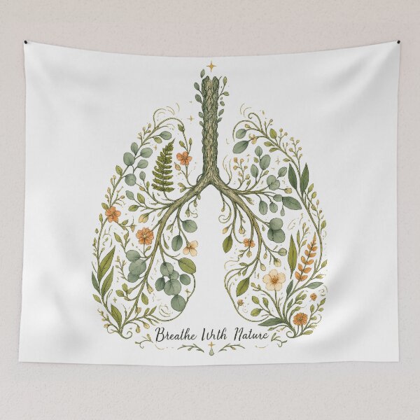 Item preview, Breathe With Nature Botanical Lungs Floral Anatomy Cottagecore Art designed and sold by inkoutninja.