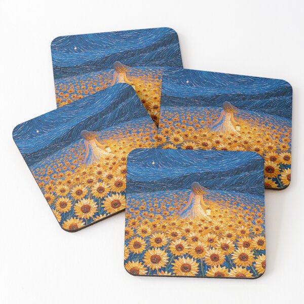 Item preview, Girl in an Endless Sunflower Field at Night designed and sold by codex401.
